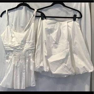 Prada White Cotton Top and Skirt